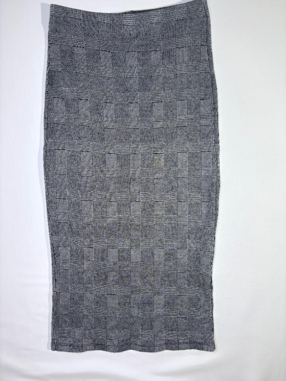 Zara W&B Collection Grey Plaid Knit Midi Pencil Skirt